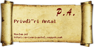 Privári Antal névjegykártya